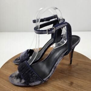 Sandro Shoes Womens Size 39 Gray Velvet Ankle Strap High Heel Sandals Stiletto